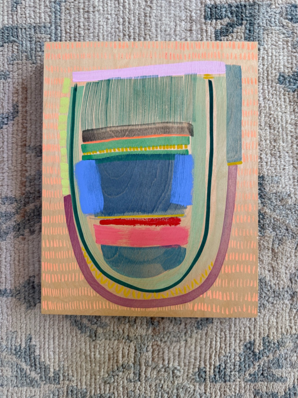 Britt Bass Turner Original Abstract Painting “Birds Eye” 8x10 on wood